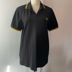 Gold yellow striped Fred Perry Mens Polo Size Medium NWOT